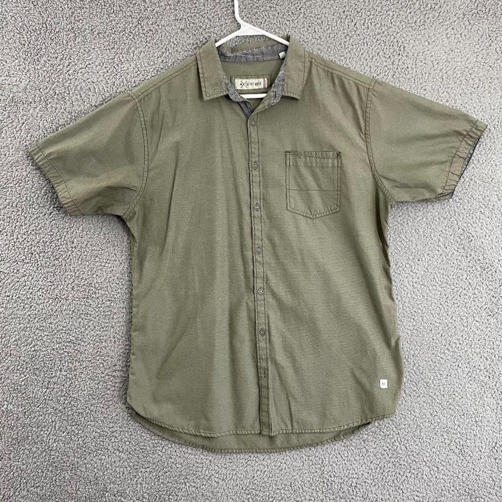 Depart West Shirt Men XL Olive Casual Short Sleeve‎ Button Down
